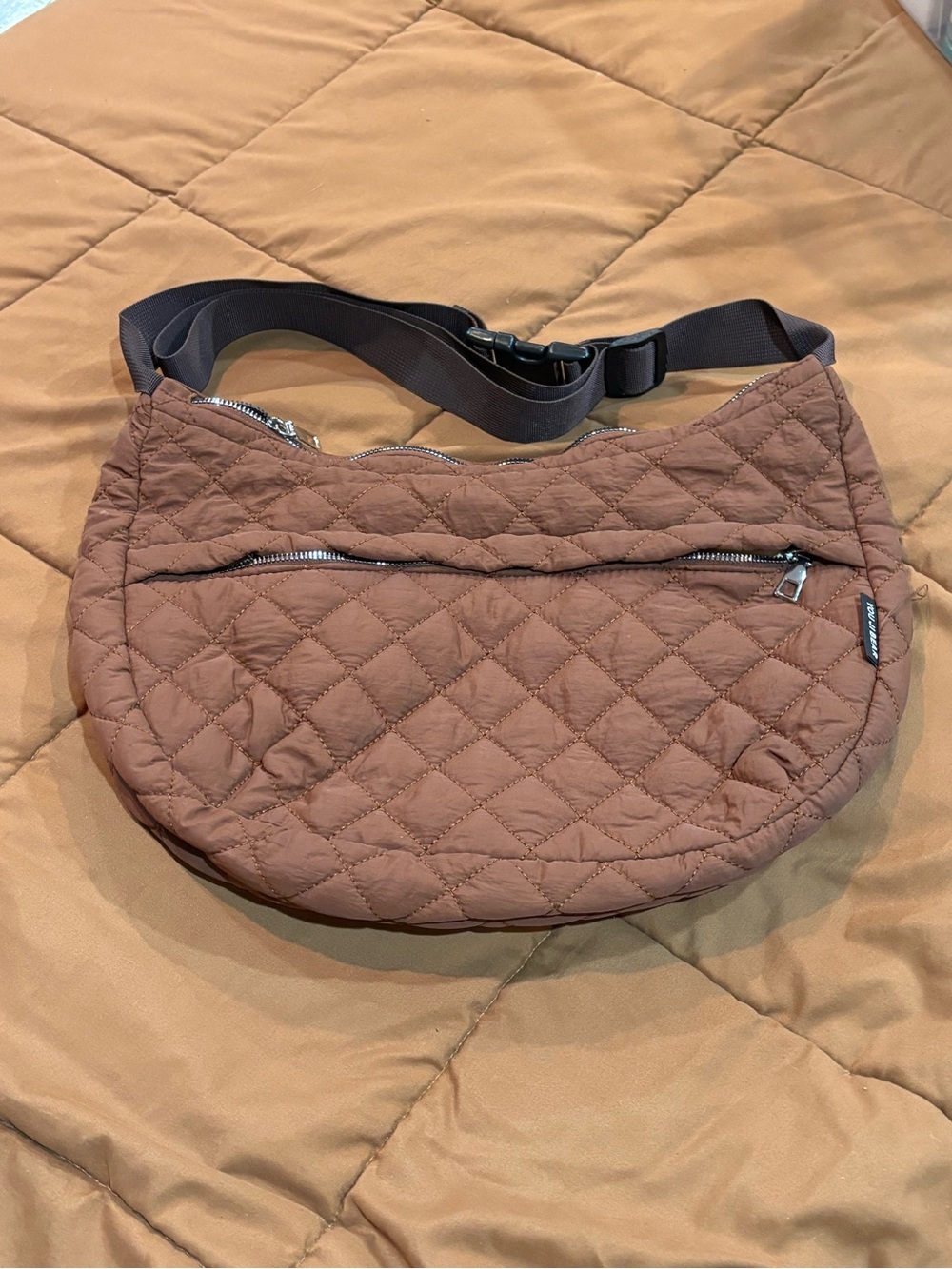 Source Unknown Quilted Crescent Crossbody Bag in Brown